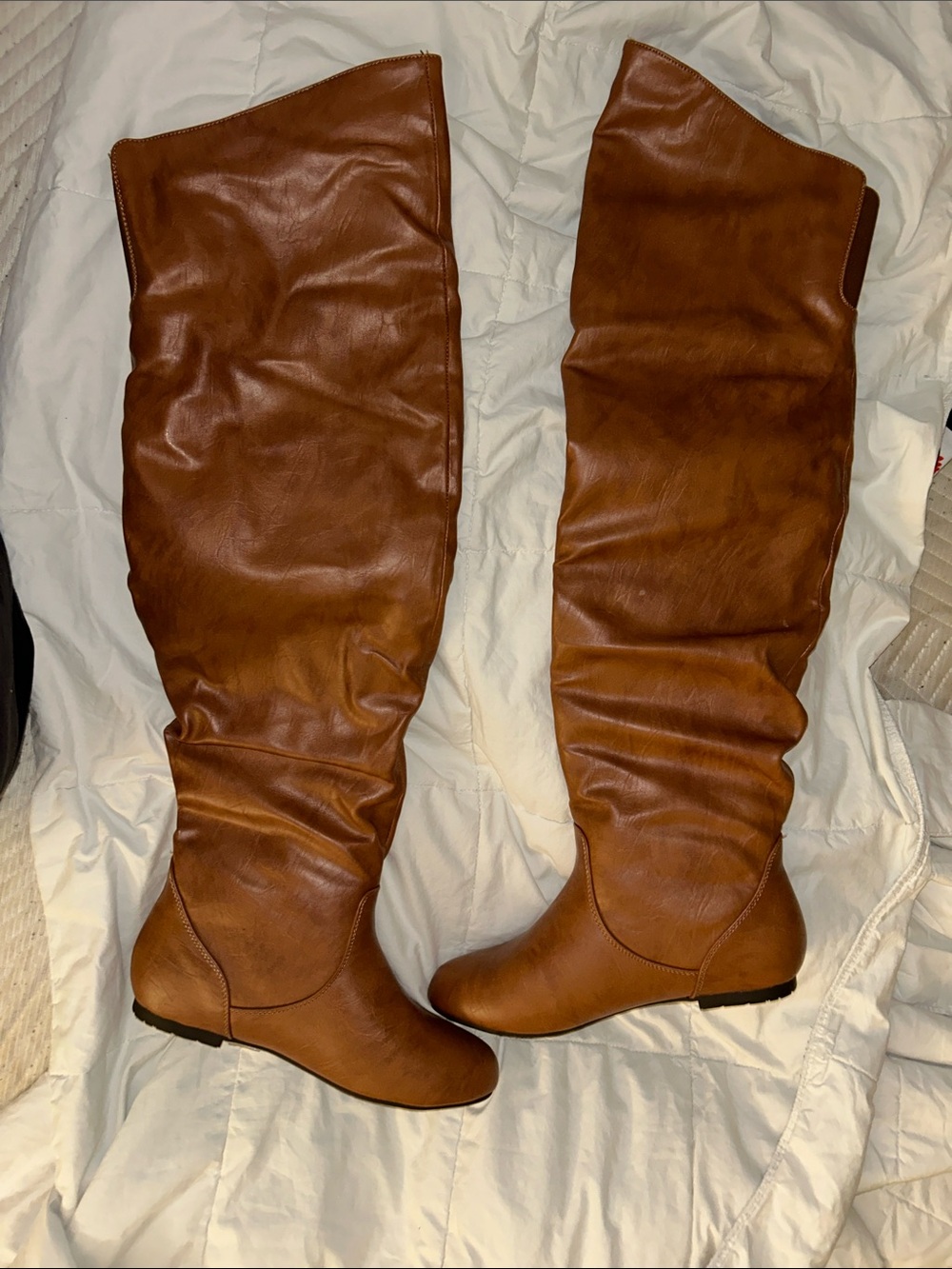 Nature Breeze Cognac Slouchy Over-the-Knee Boots